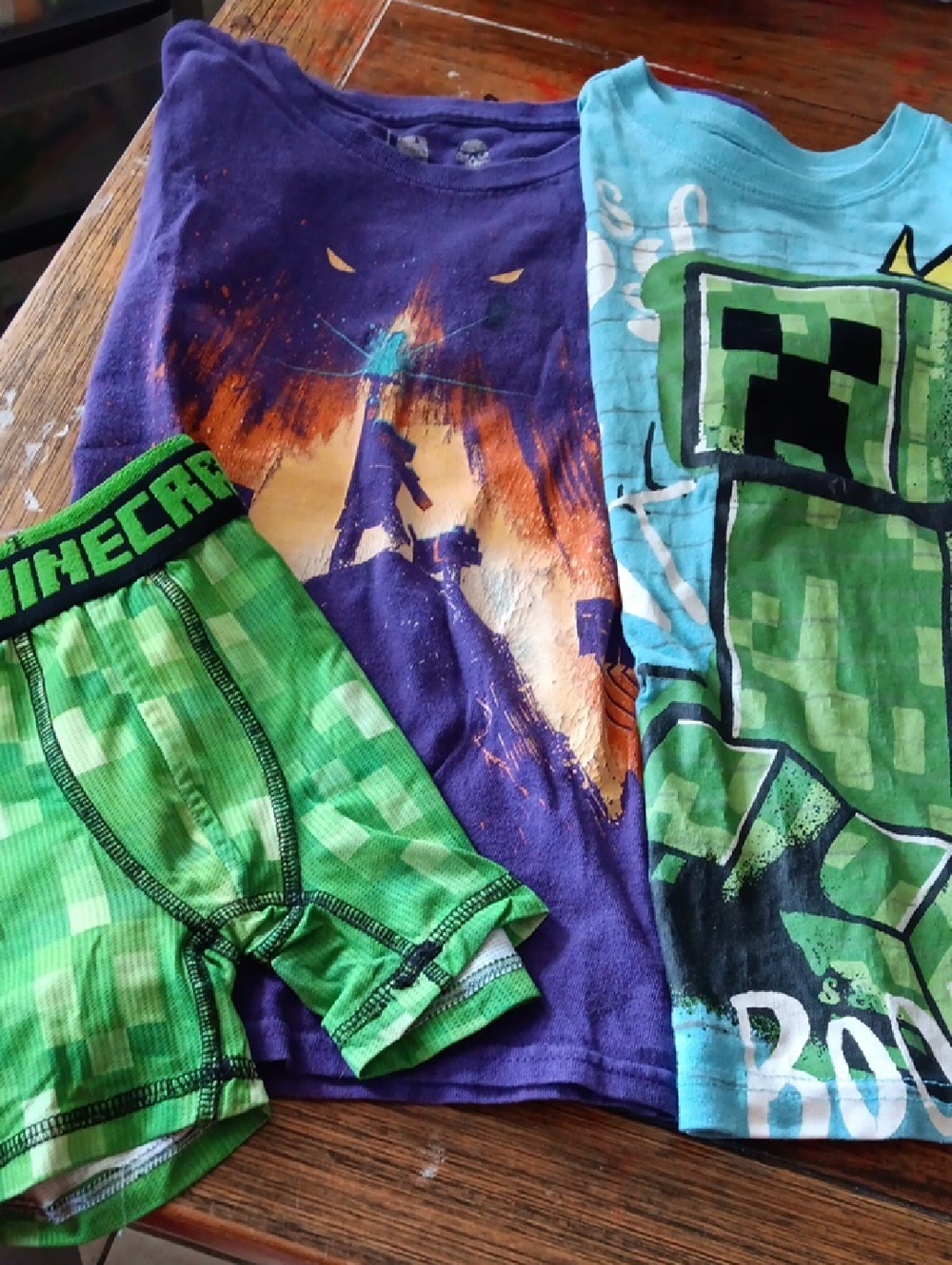 Minecraft Boys Green Creeper Tee & Boxer Briefs Set